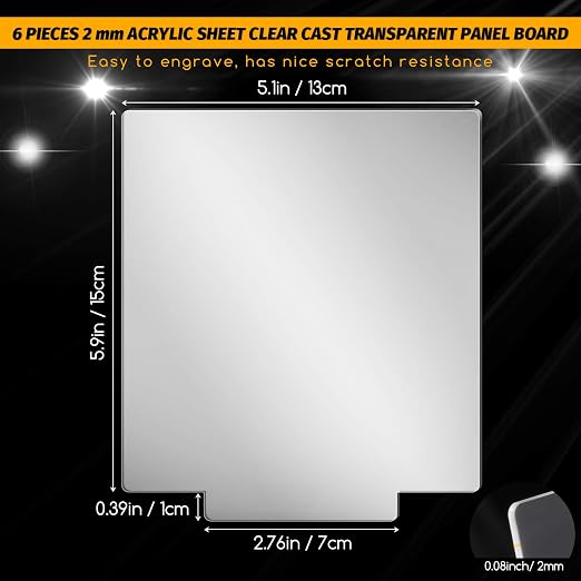 6 Pieces 2 mm Acrylic Sheet Transparent LED Film