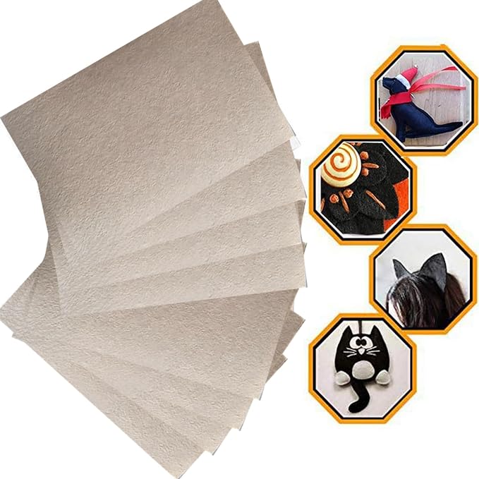 RZJZGZ 5Piece Adhesive Felt Sheet 8.3X11.8in Khaki Felt Fabric Adhesive Sticky