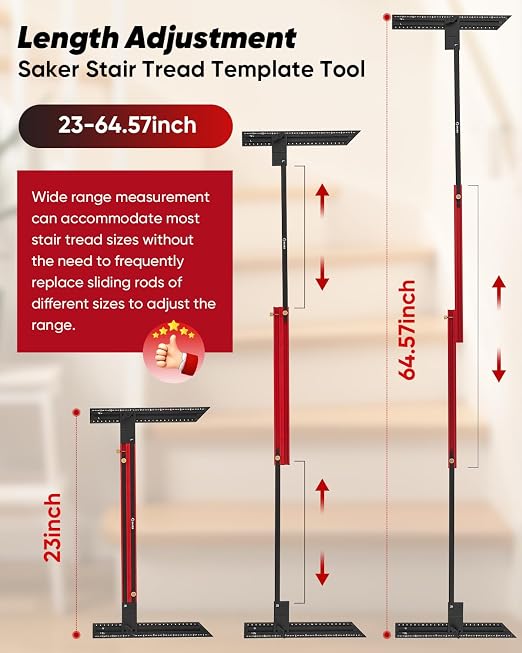 Saker Stair Tread Template Tool, 2026 New Stair Measuring Tool, Stair Tread Jig