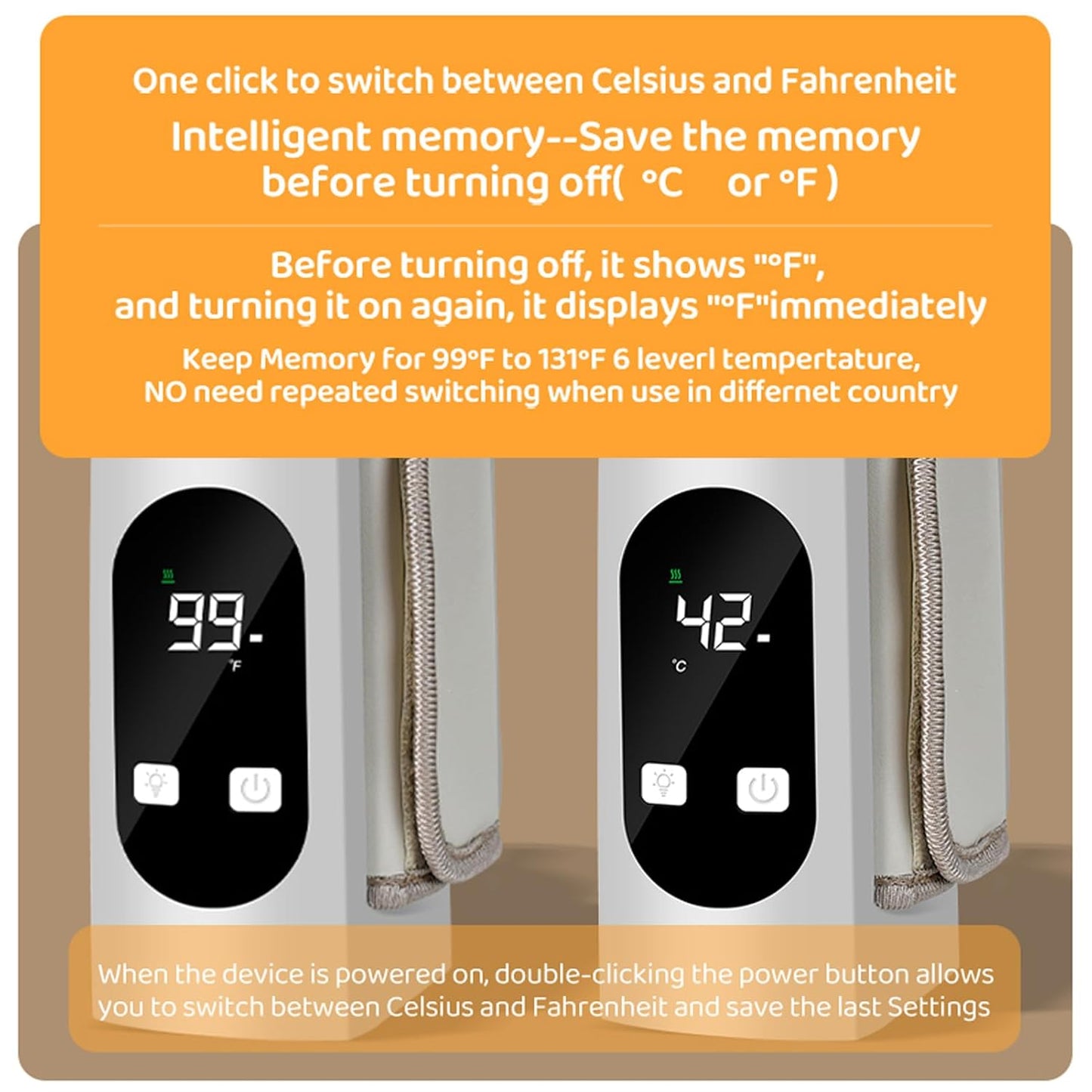 Hilitand Portable Bottle Warmer USB Rechargeable Baby Bottle Warmer 5200mAh Travel Bottle Warmer with Precise Temperature Control for Home Outdoor Travel