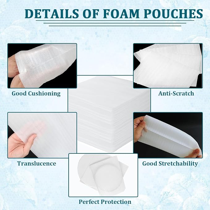 100Pack Packing Foam Pouches 12x16 Inch, Large Cushion Foam Wrap Pouches
