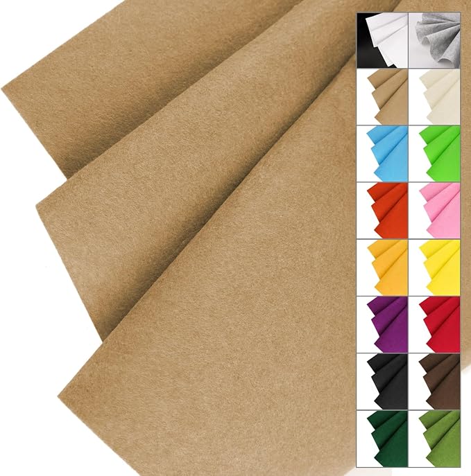 IONTACH 36" X 36" Tan Stiff Felt Fabric 1.2mm Thick | Felt Sheet