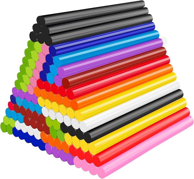 120 Pack Colored Hot Glue Sticks, Mini Hot Glue Sticks Bulk, Wax Seal Stamp