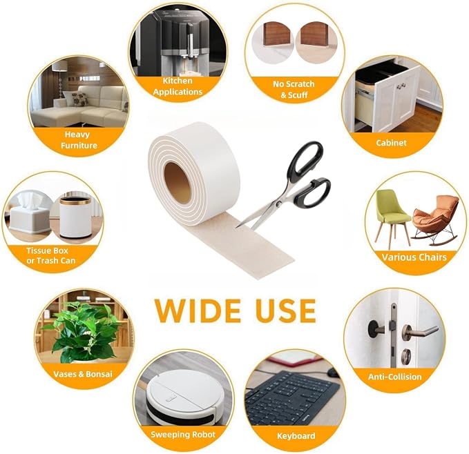 Felt Strips with Adhesive Backing – Furnigear Heavy Duty Cuttable Felt Tape