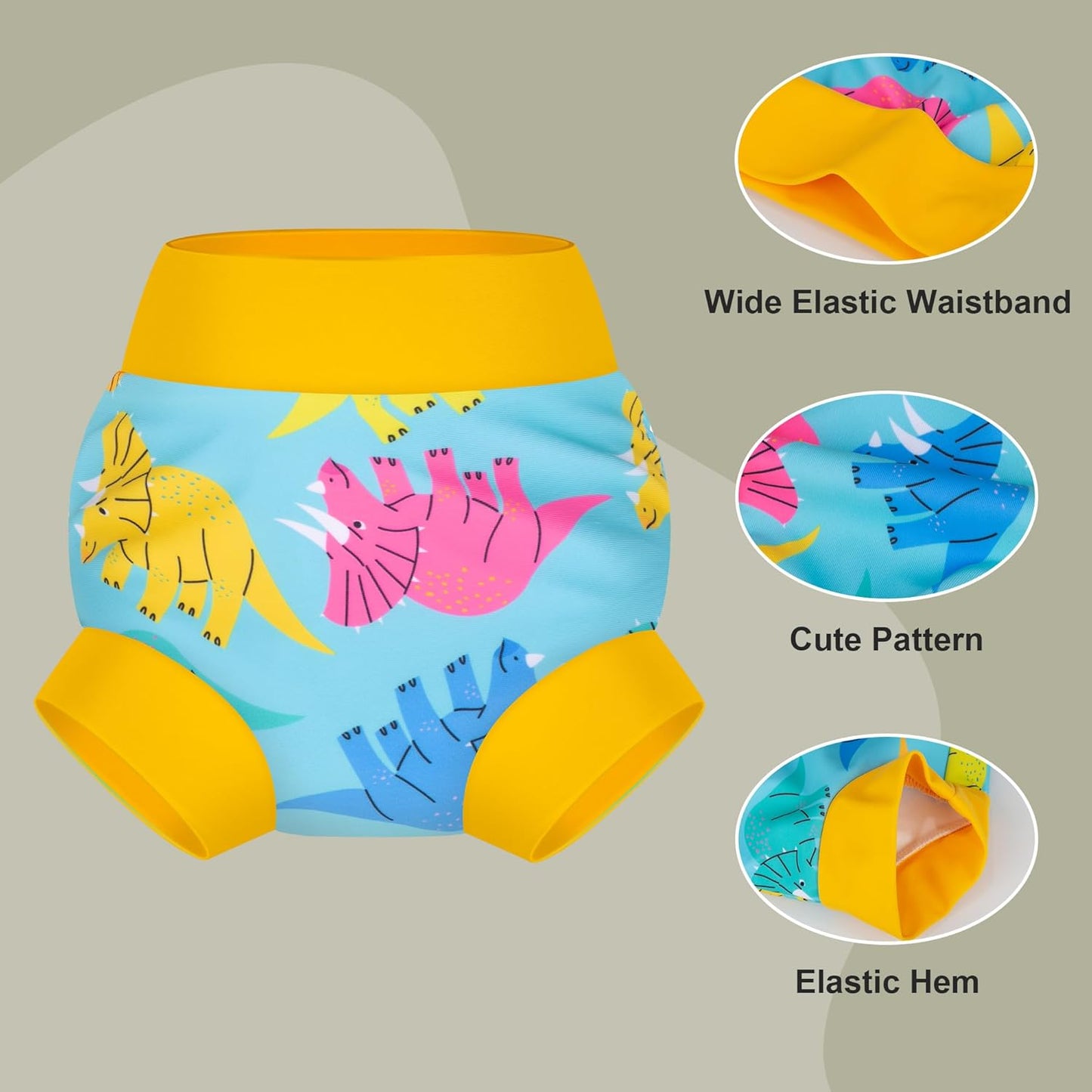 BIG ELEPHANT Baby Swim Diapers 3/6 Pack – Reusable Waterproof Diapers, Soft Breathable Swimwear for Boys and Girls