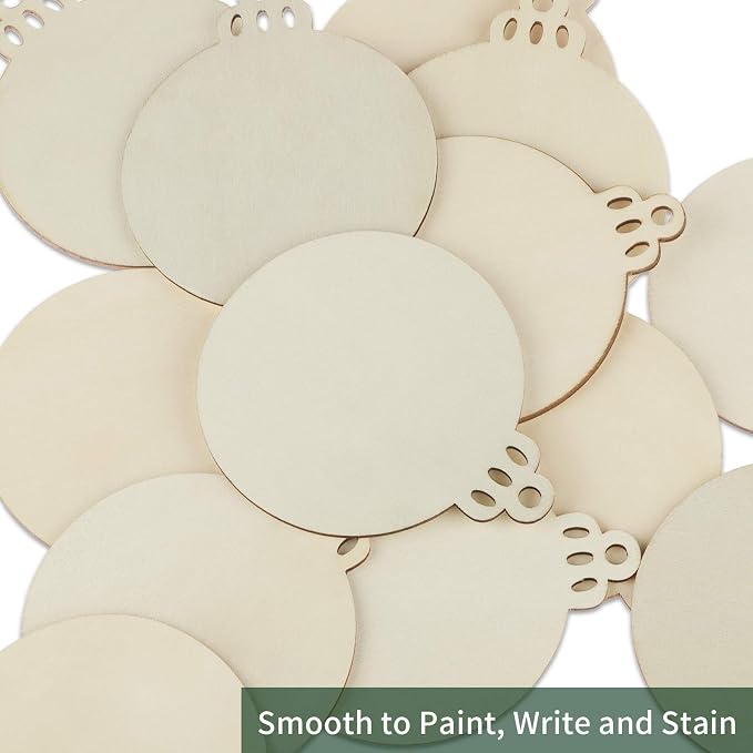 Fuyit Wooden Christmas Ornaments, Unfinished Wood Slices Circle