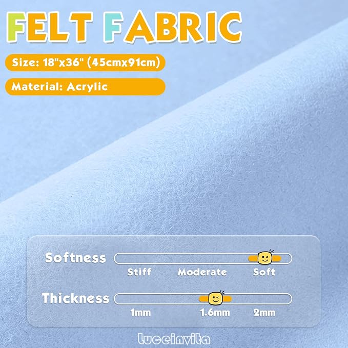 Soft Blue 18" X 36" Felt Fabric Sheet