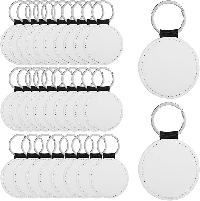Homaisson Sublimation Keychain Blanks, Double-Sided PU Leather Keychains