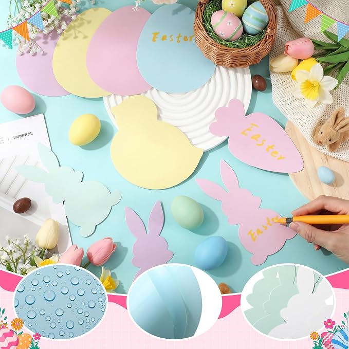Funrous 80 Pcs Easter Paper Cutouts Pastel Bunny Egg Chick Carrot Cutouts