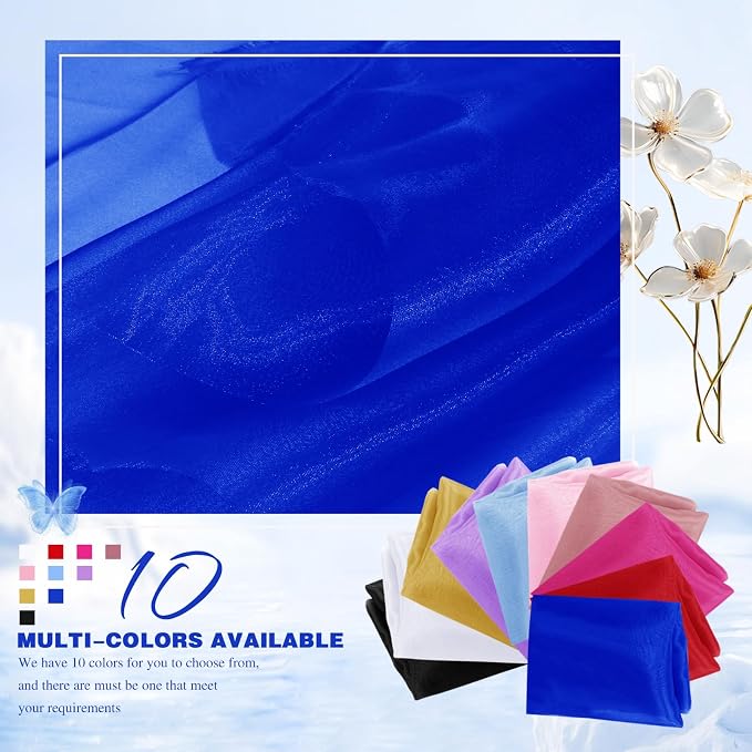VACVELT Royal Blue Sheer Organza Fabric by The Yard 60" Wide | Semi-Transparent