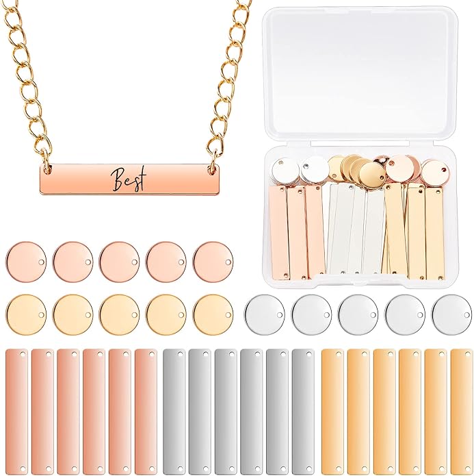 Hicarer 30 Pcs Metal Stamping Blank Tag Pendants, Jewelry Bracelet Stamping
