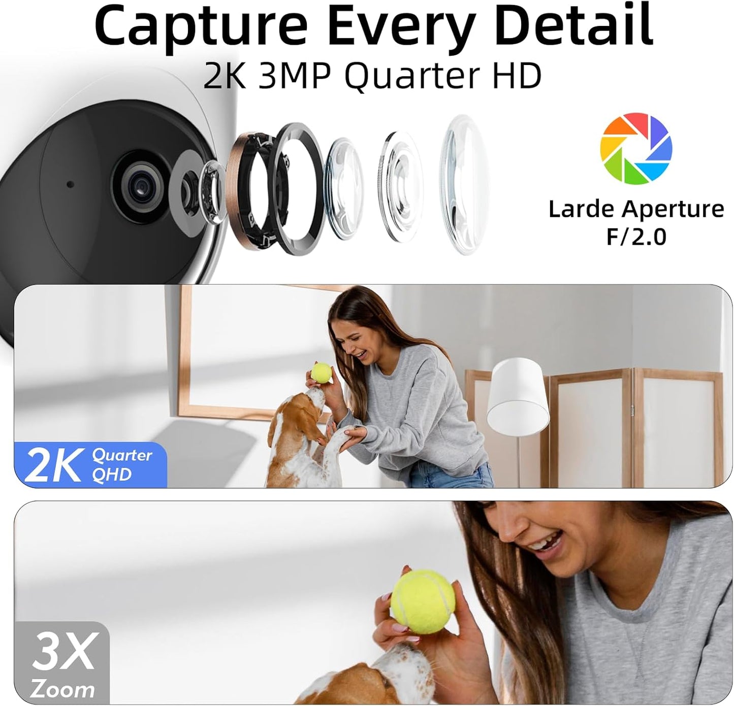 Rraycom 4Pack 2K Security Camera Indoor 5G/2.4 GHz Wi-Fi, Baby Monitor Pet/Dog Camera 360-Degree for Home Security, Smart Motion Tracking, 24/7 Live View, Night Vision, Compatible with Alexa