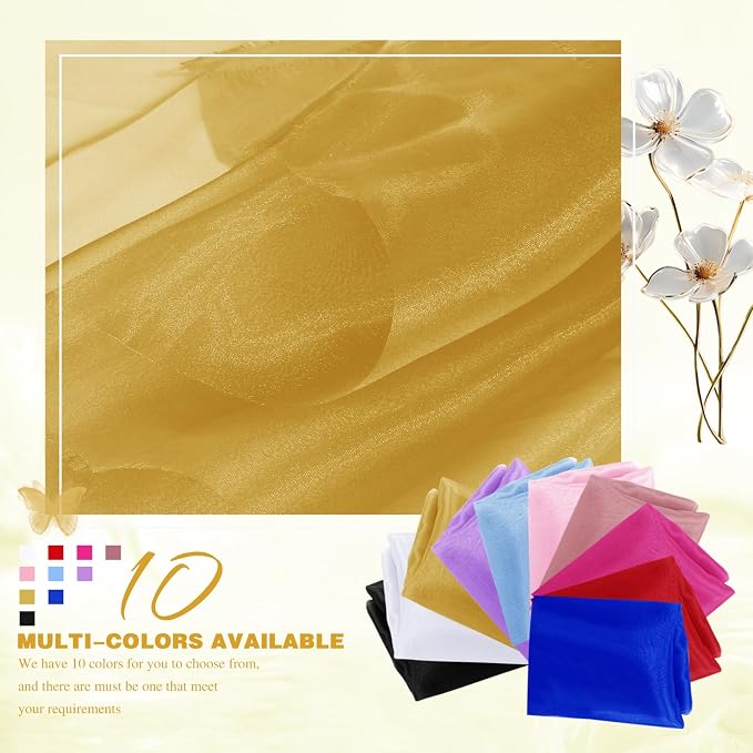 VACVELT Gold Sheer Organza Fabric by The Yard 60" Wide | Semi-Transparent