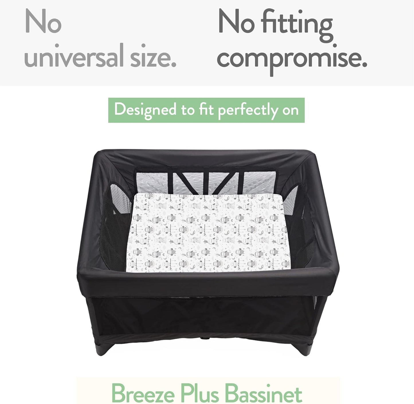 Bassinet Fitted Sheets Compatible with 4moms Breeze Plus Bassinet Model 1045 – Snuggly Soft 100% Jersey Cotton – 2 Pack – Not for Old Models