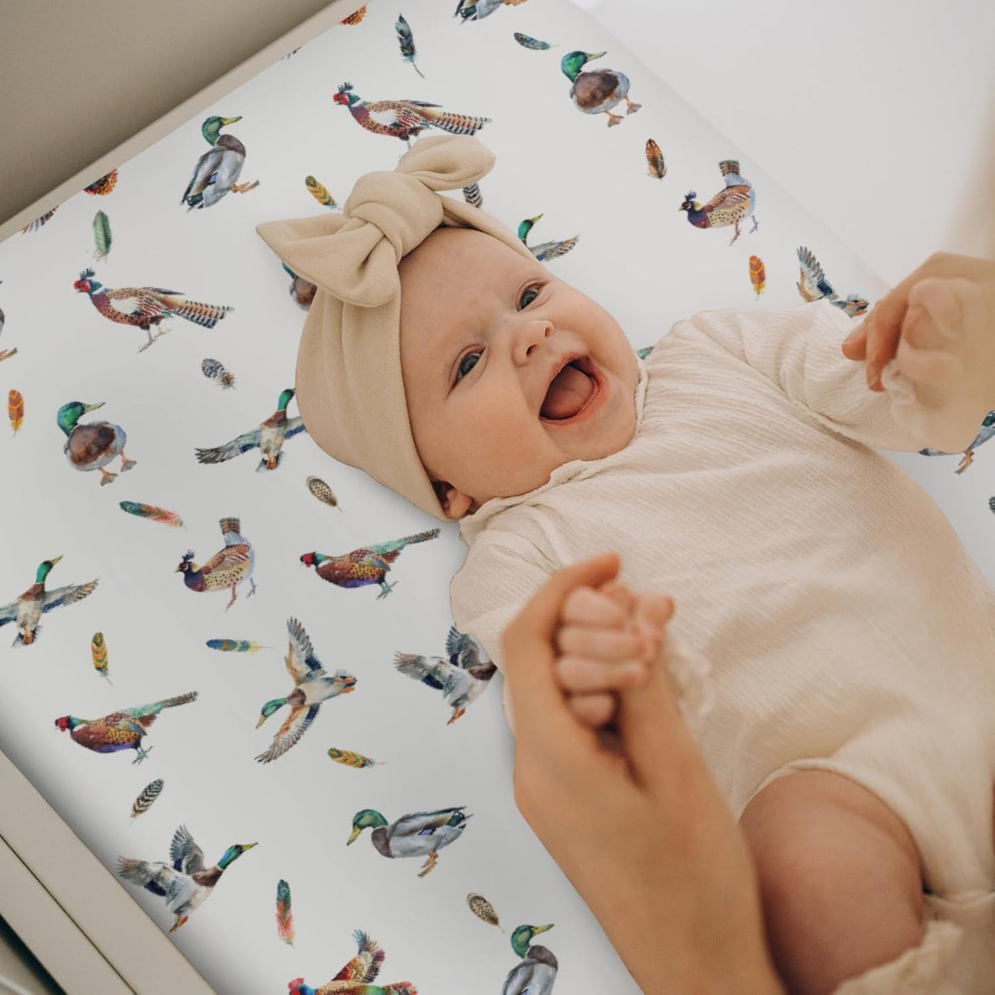 Country Mallard Duck Pheasant Changing Pad Covers for Baby Girl Boy Western Hunting Animals Fitted Change Table Cover Mats Wildlife Soft Diaper Changing Table Sheets 32''×16''