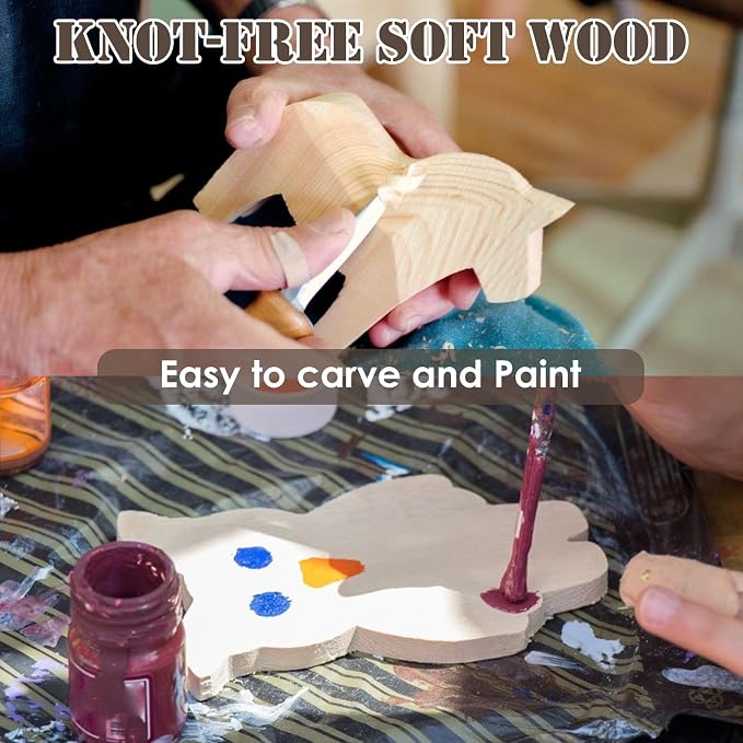 SHUESS 12 Pcs Wood Blocks, 5.9 X 2 X 2 Inch Unfinished Wood Crafts, Wood
