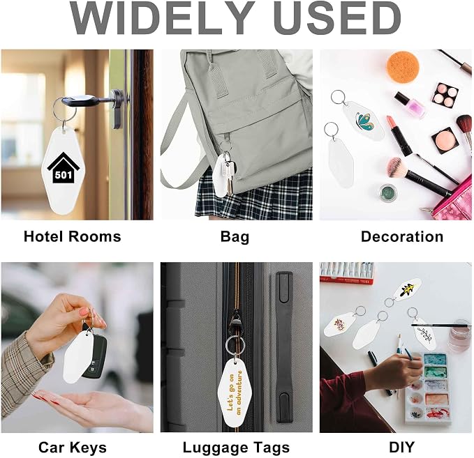 Yoption 50pcs Blank Motel Keychain Bulk