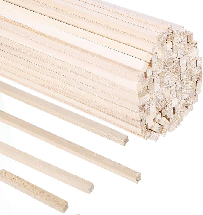 140-Pack Balsa Wood Sticks 1/4" x 12" Square Dowel Rods