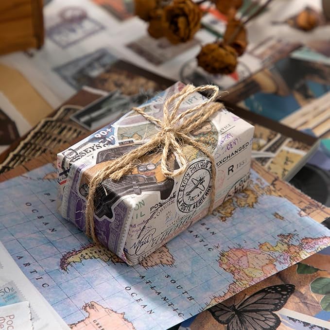 Vintage Scrapbook Stickers, Aesthetic Global Travel Sticker Book