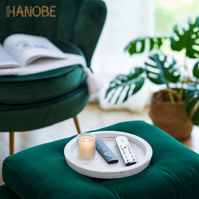 Hanobe Wooden Coffee Table Serving Tray, Farmhouse Candle Holder | 2pc Table