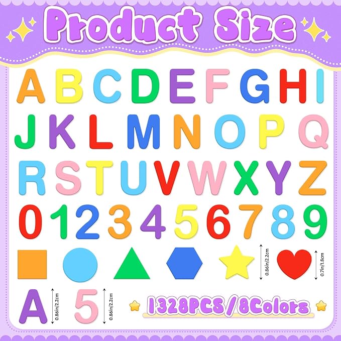1328 PCS Foam Letter Stickers, Foam Alphabet Number Shape Stickers, Self