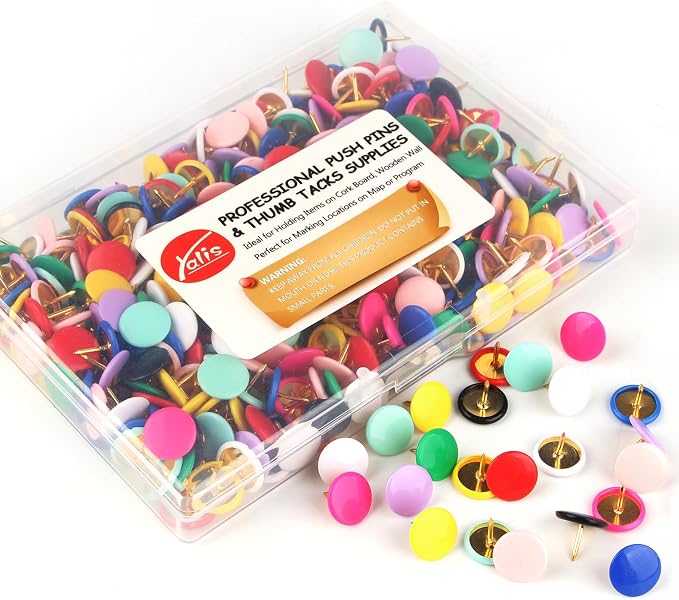 Thumb Tacks 400-count, Colors Plastic Roundness Push Pins Decorative Tacks
