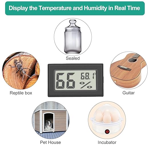 Vaikby 6-Pack Mini Digital Thermometer Hygrometer, Indoor Humidity Monitor, Temperature Humidity Gauge Meter with Fahrenheit (℉) for Humidors, Greenhouse, Garden, Cellar, Closet, Fridge