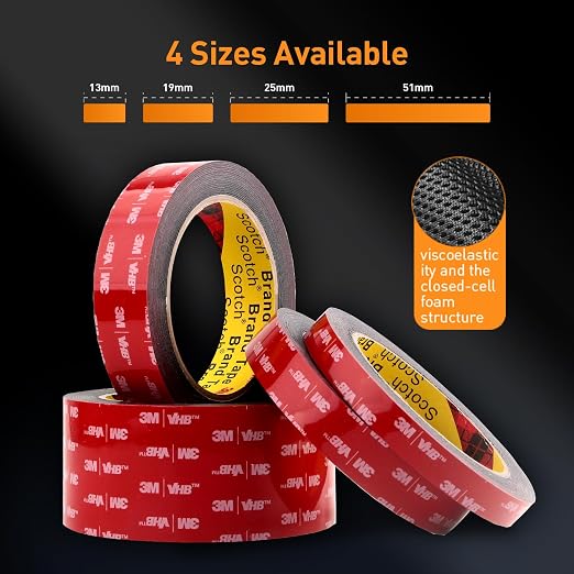 3M Double Sided Tape, Heavy Duty, 1/2” x 18Ft, 2 Pack | Very High Bonding