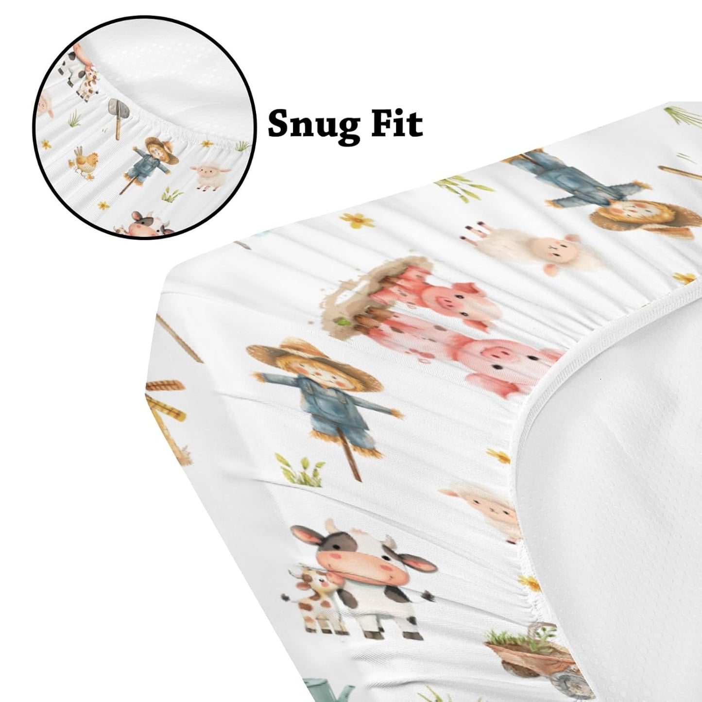 Soft 2 Pack Farm Animal Cow Sheep Pigs Tractor Pattern Baby Changing Pad Covers for Infant Newborn, Unisex Farm Nursery Fitted Diaper Changing Table Pad Mat Sheets for Boys Girls-16x32