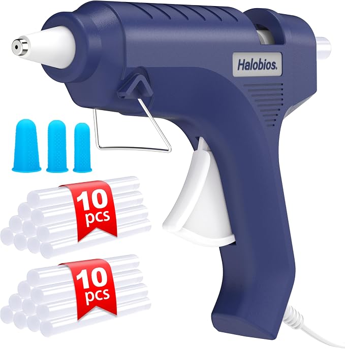 Halobios Hot Glue Gun with Preheating, 20 Glue Sticks, Full Size
