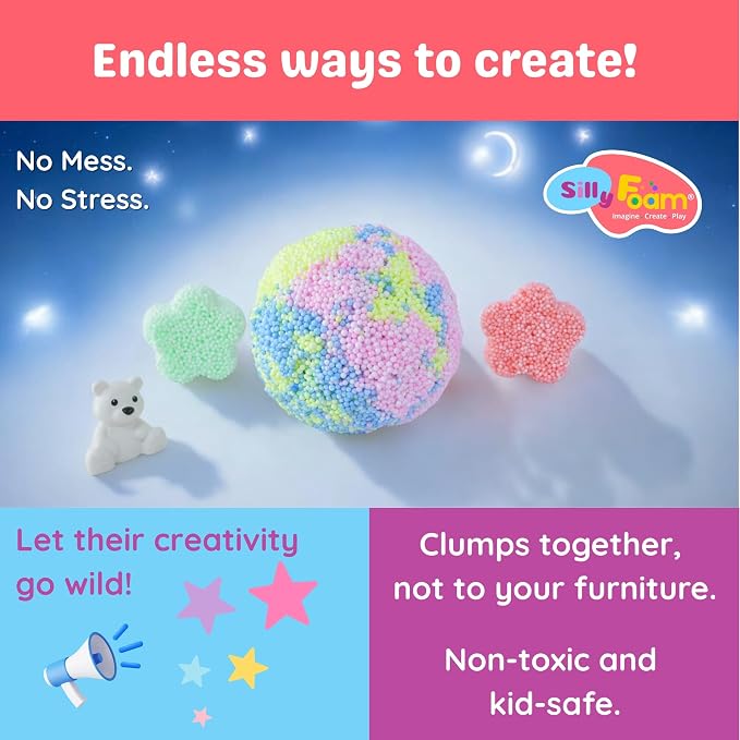 Silly Foam, Creative Modeling Foam Beads, Arts & Crafts, Sensory Play, Travel