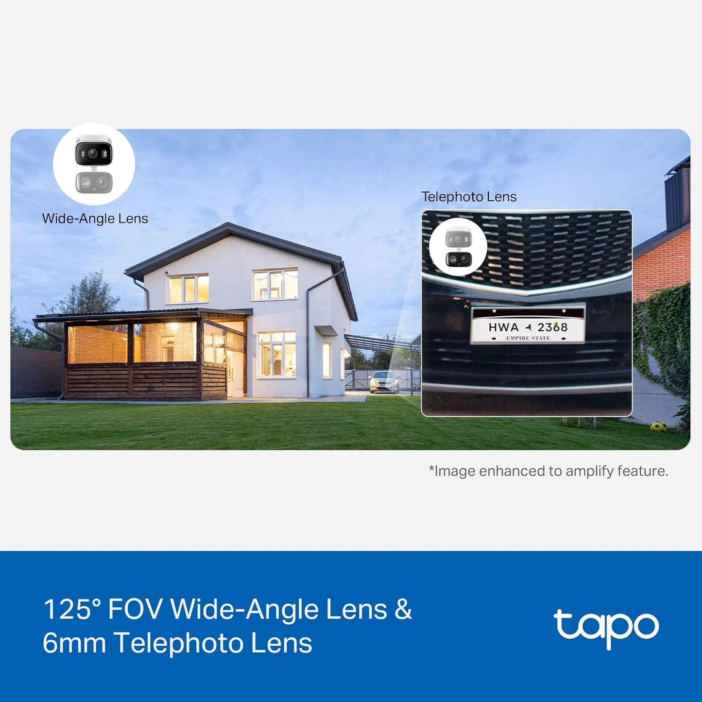 Tapo 2K 3MP Indoor/Outdoor Dual Lens Pan/Tilt Security Camera – 125° Wide-Angle + 6mm Telephoto, Free Person/Vehicle Detection, 360° View, SD/Cloud, Works w/Alexa & Google Home – HybridCam Duo
