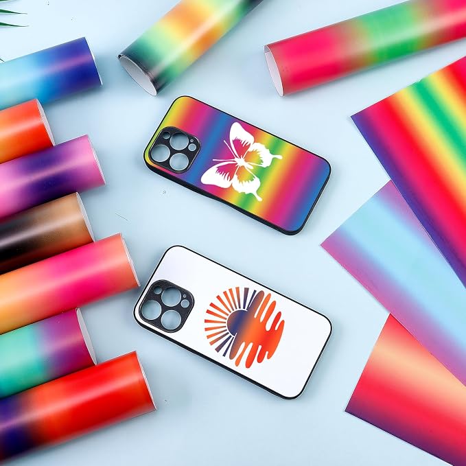 Tintnut Rainbow Permanent Vinyl 12 Sheets 12x10in Ombre Adhesive Vinyl |