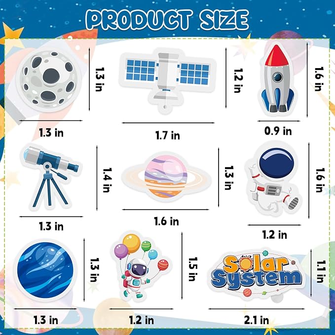 300Pcs Outer Space Foam Stickers, Funny Solar System Planet Sticker