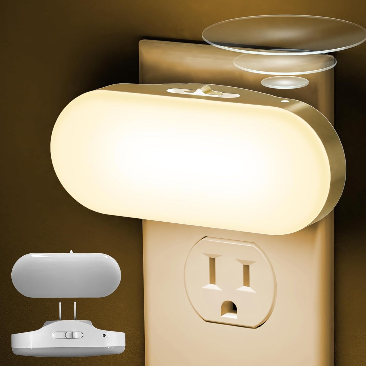 DORESshop Night Lights Plug into Wall, [2 Pack] 1W 3000K Led Night Light with Dusk to Dawn Sensor, Dimmable Night Light from 0LM to 100LM for Bathroom Hallway Bedroom Kids Room Stairway