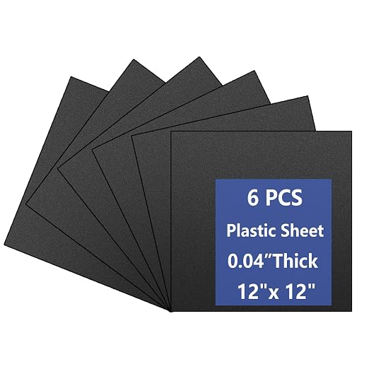 6 Pack Black Plastic Sheet 12x12x0.04 in Flexible High Tensile Plastic Sheets