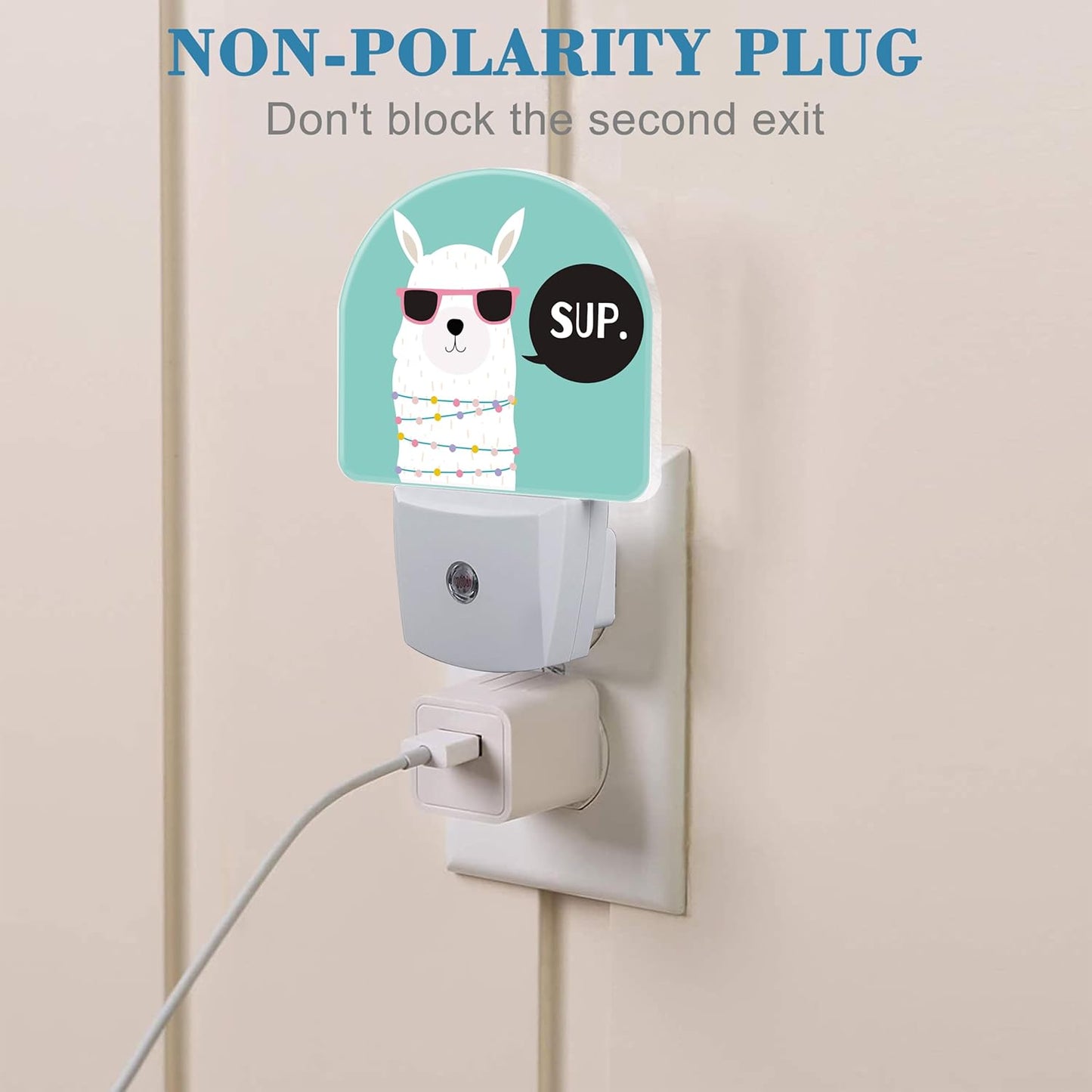 Night Light for Kids Girls Boys, Cute White Llama LED Night Light Plug into Wall with Dusk to Dawn Sensor for Room Decor, Hallway, Kitchen, Bathroom, Nursery, Stairs