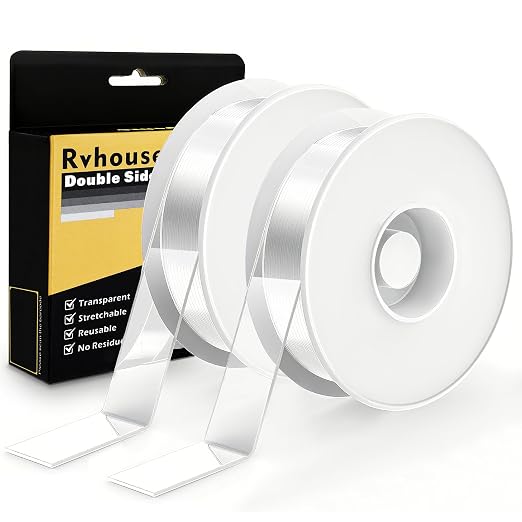 Heavy Duty Double Sided Tape, 1.18 x 80 in, 2 Pack | Removable washable nano