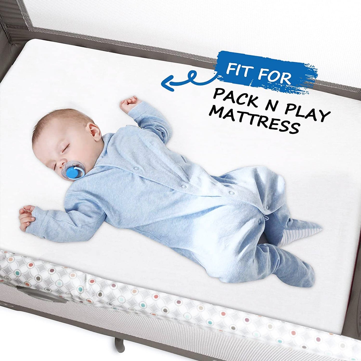 Pack and Play Sheets Waterproof, 2 Pack Cotton Mini Crib Sheets 38"x 25", Compatible with Graco Pack n Play, Dream on Me, Delta Portable Crib and Arms Reach Ideal Cosleeper, Baby Girl Boy, White