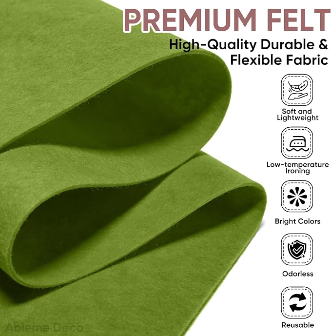 Soft Felt Fabric Sheet 18" x 36", 1.6mm Acrylic Craft Felt, Moss Green | Soft