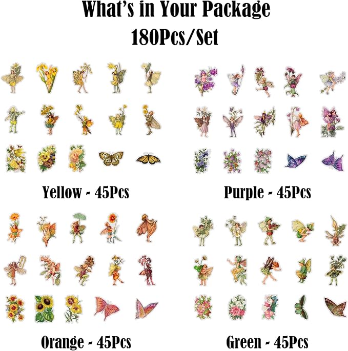 180Pcs Vintage Fairy Stickers Scrapbooking Floral Craft | High quality