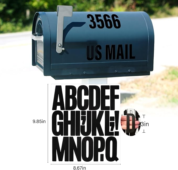 Letter Stickers, Mailbox Numbers, 3 Inch Waterproof Vinyl Alphabet | 3 Inch