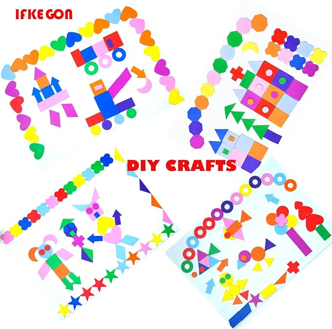1050PCS Assorted Foam Shapes Stickers, Bulk Collage Materials |