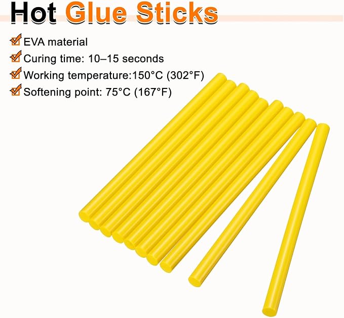 HARFINGTON 10pcs Hot Glue Sticks 0.43" Dia x 7.87" Long EVA Mini Hot Melt