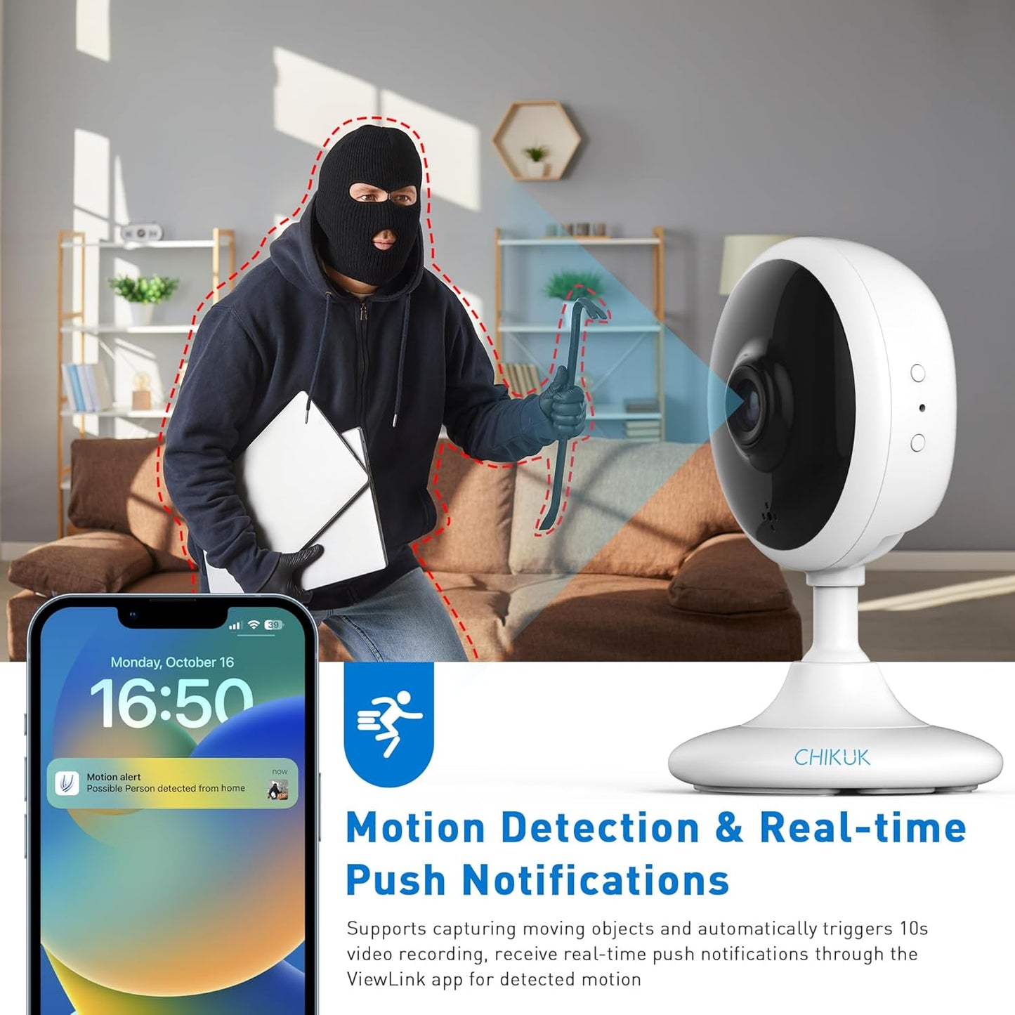 WiFi Security Camera 2K, Indoor Home Cameras for Dog/Pet/Elder/Baby Monitor, Upgraded Smart Siren with Phone App, Advanced Night Vision, SD/Cloud Storage, Alexa Compatible