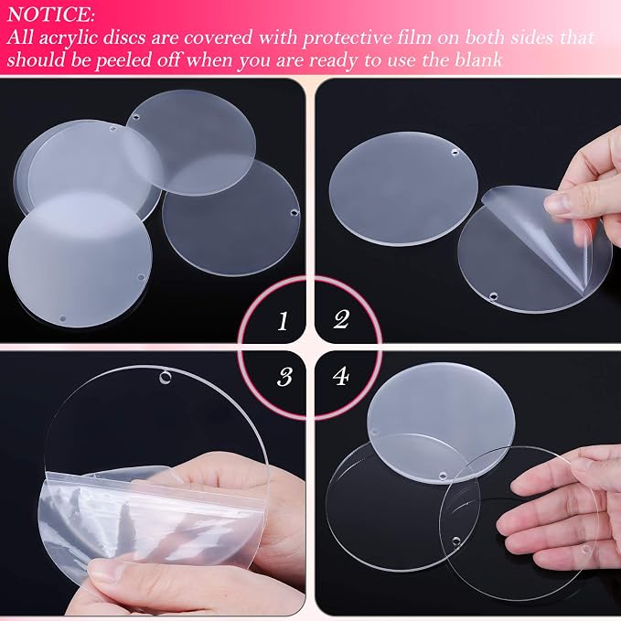 Audab 30Pcs Acrylic Ornament Blanks Bulk, Round Acrylic Blanks