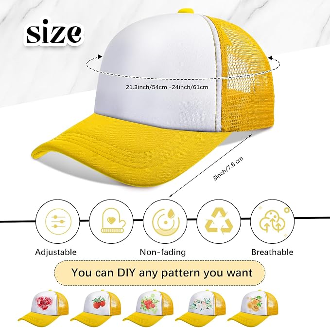 Vabean 24 Pack Sublimation Blank Cap Trucker Mesh Cap Unisex Plain Blank