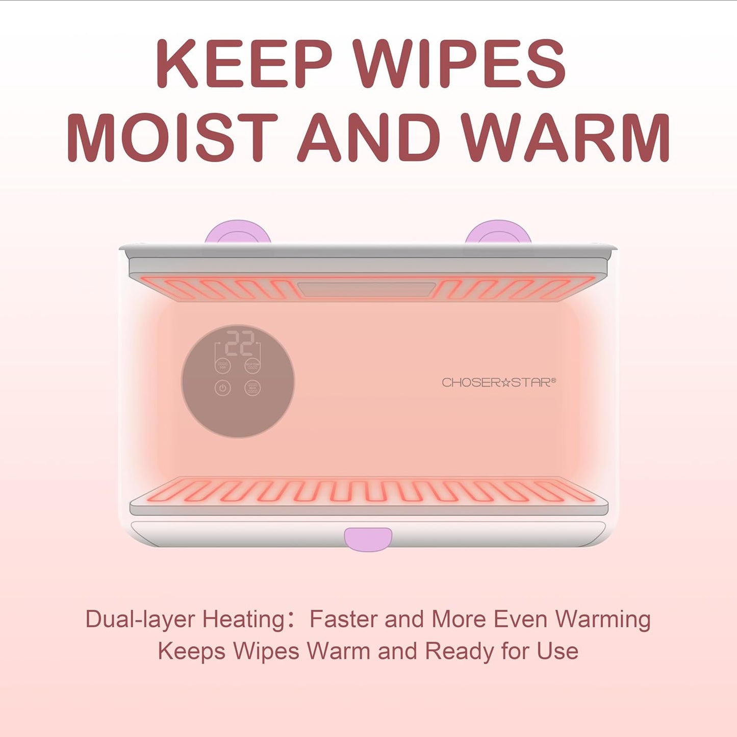 Wipe Warmer for Baby – Cat Ear Baby Wipe Warmer – Dual Layer with Face Mask Heating, 4 Temperature Settings, Upper & Lower Zone Control, Large Capacity, Constant Warmth for Newborn Night Care