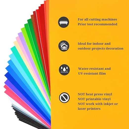 TECKWRAP Permanent Vinyl 12" x 12" 40 Sheets/Pack Assorted Colors Adhesive