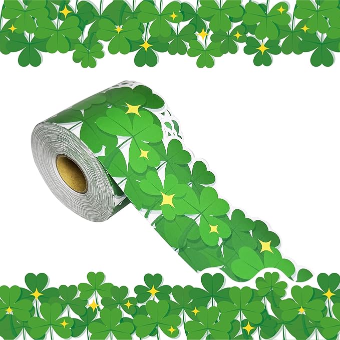 69Ft St. Patrick's Day Shamrock Bulletin Board Borders Irish Paper Bulletin